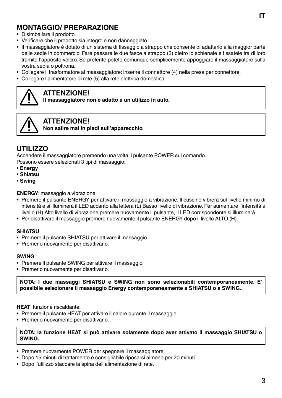 3it montaggio/ preparazione, Attenzione, Utilizzo | Imetec SENSUIJ CM3-200 User Manual | Page 8 / 53
