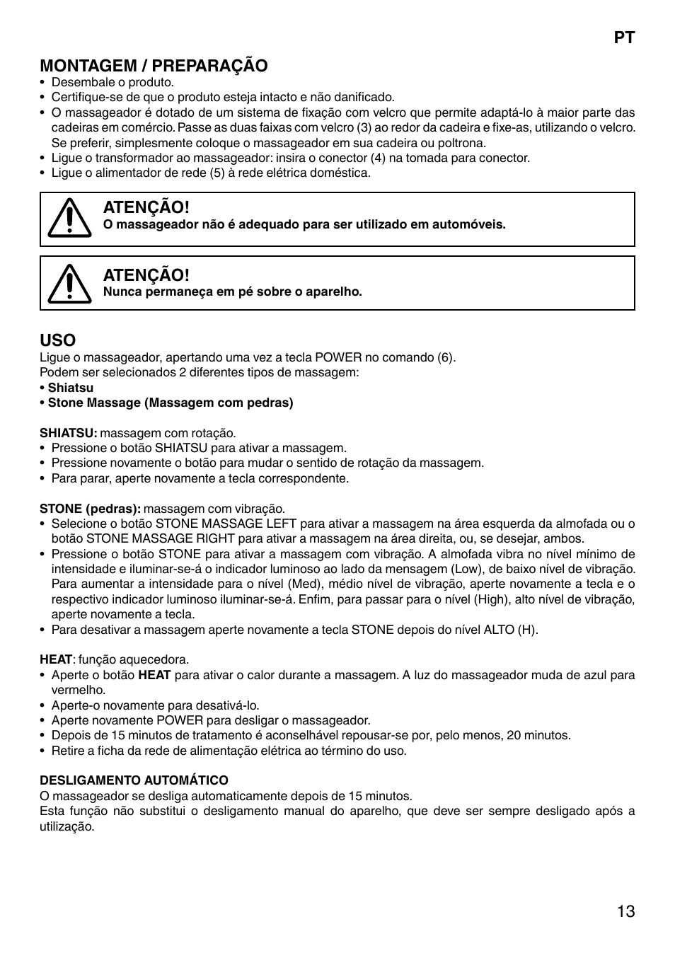 13 montagem / preparação, Atenção | Imetec SENSUIJ CM4-200 User Manual | Page 18 / 54