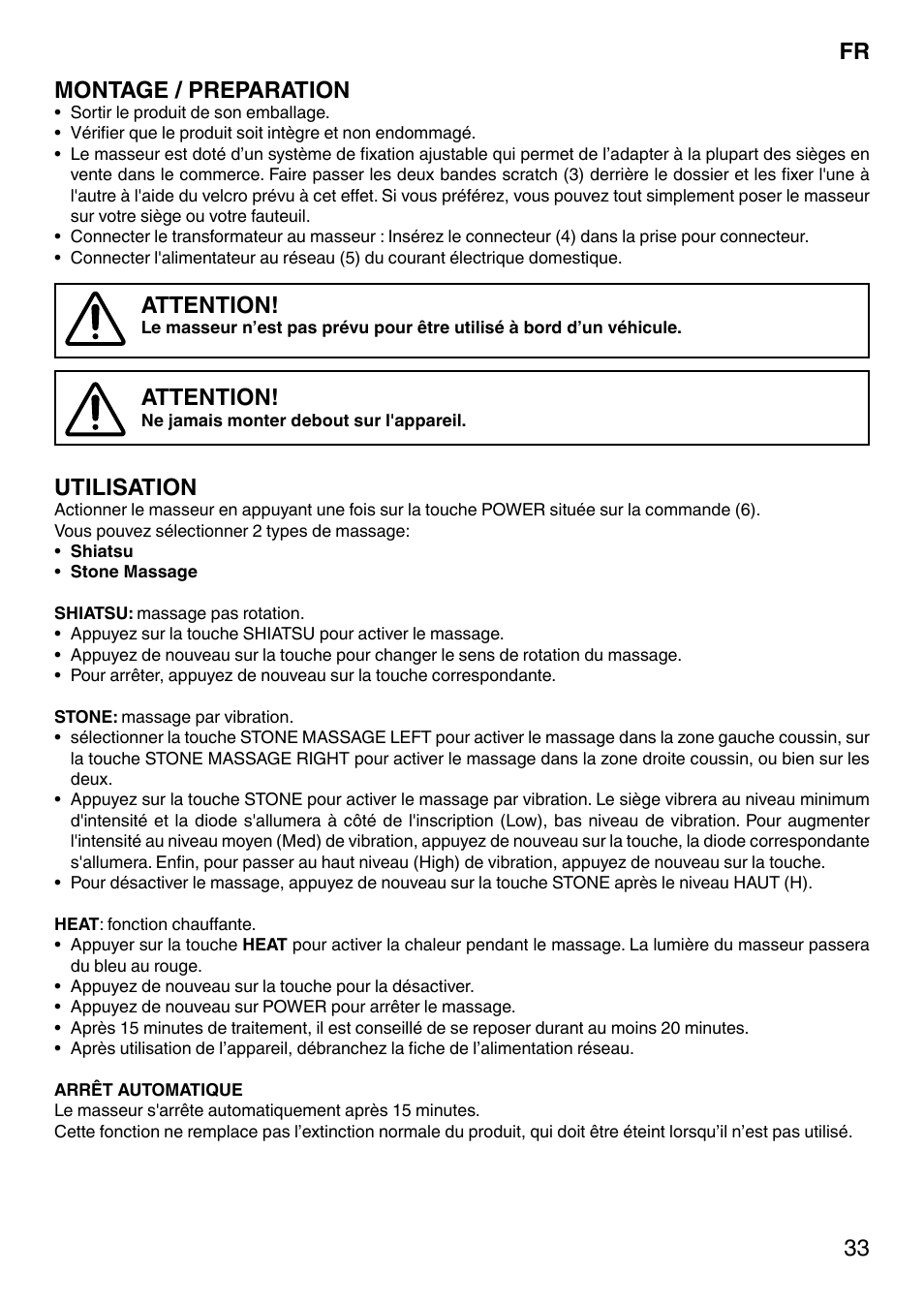 33 montage / preparation, Attention, Utilisation | Imetec SENSUIJ CM4-200 User Manual | Page 38 / 54