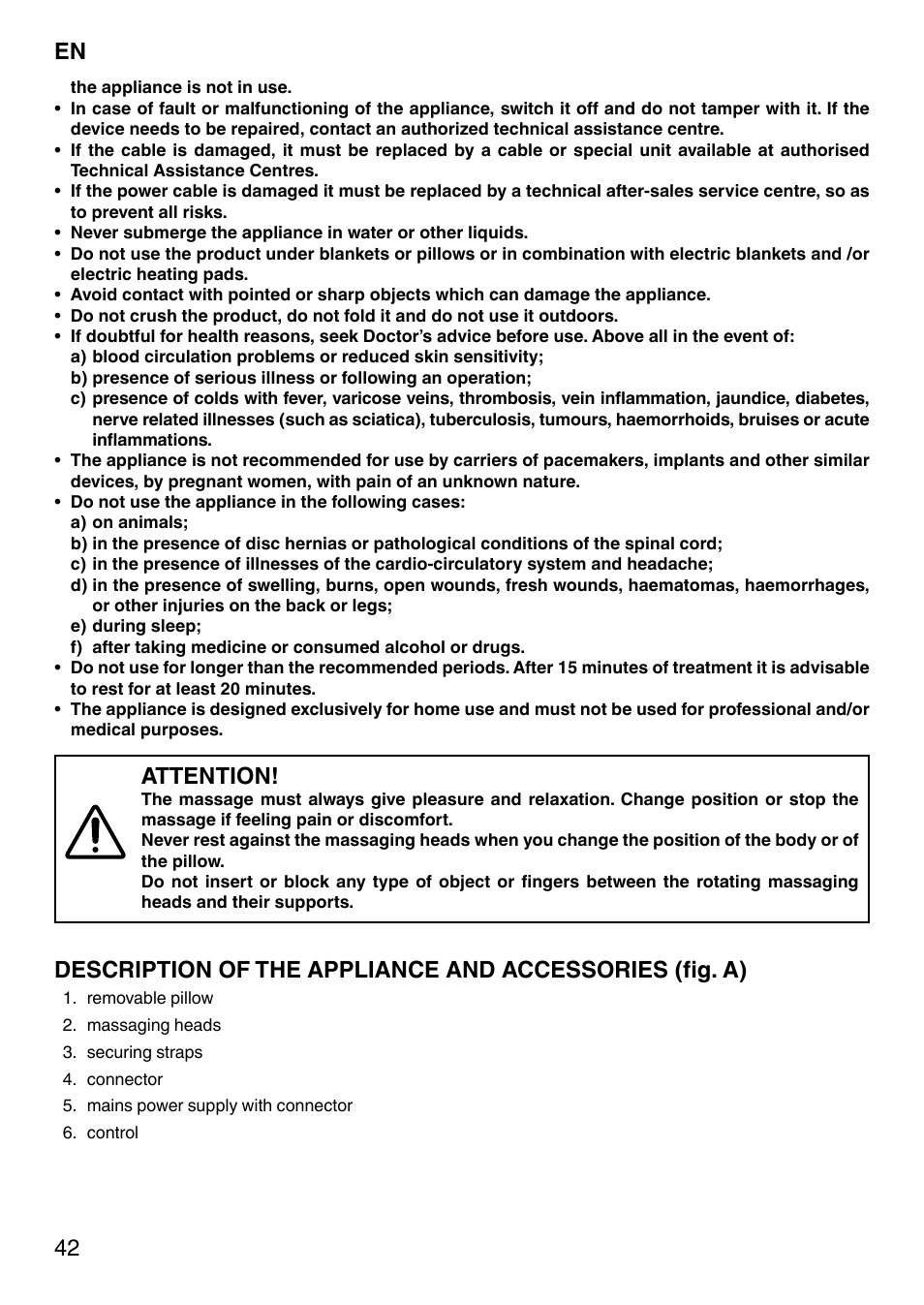 Attention | Imetec SENSUIJ CM4-200 User Manual | Page 47 / 54