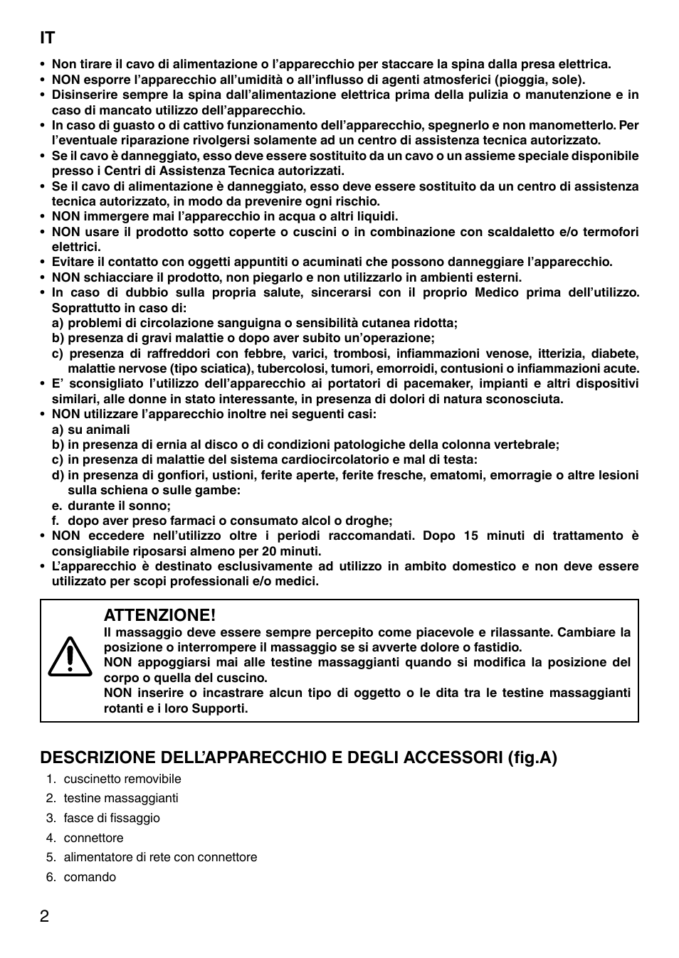 Attenzione | Imetec SENSUIJ CM4-200 User Manual | Page 7 / 54