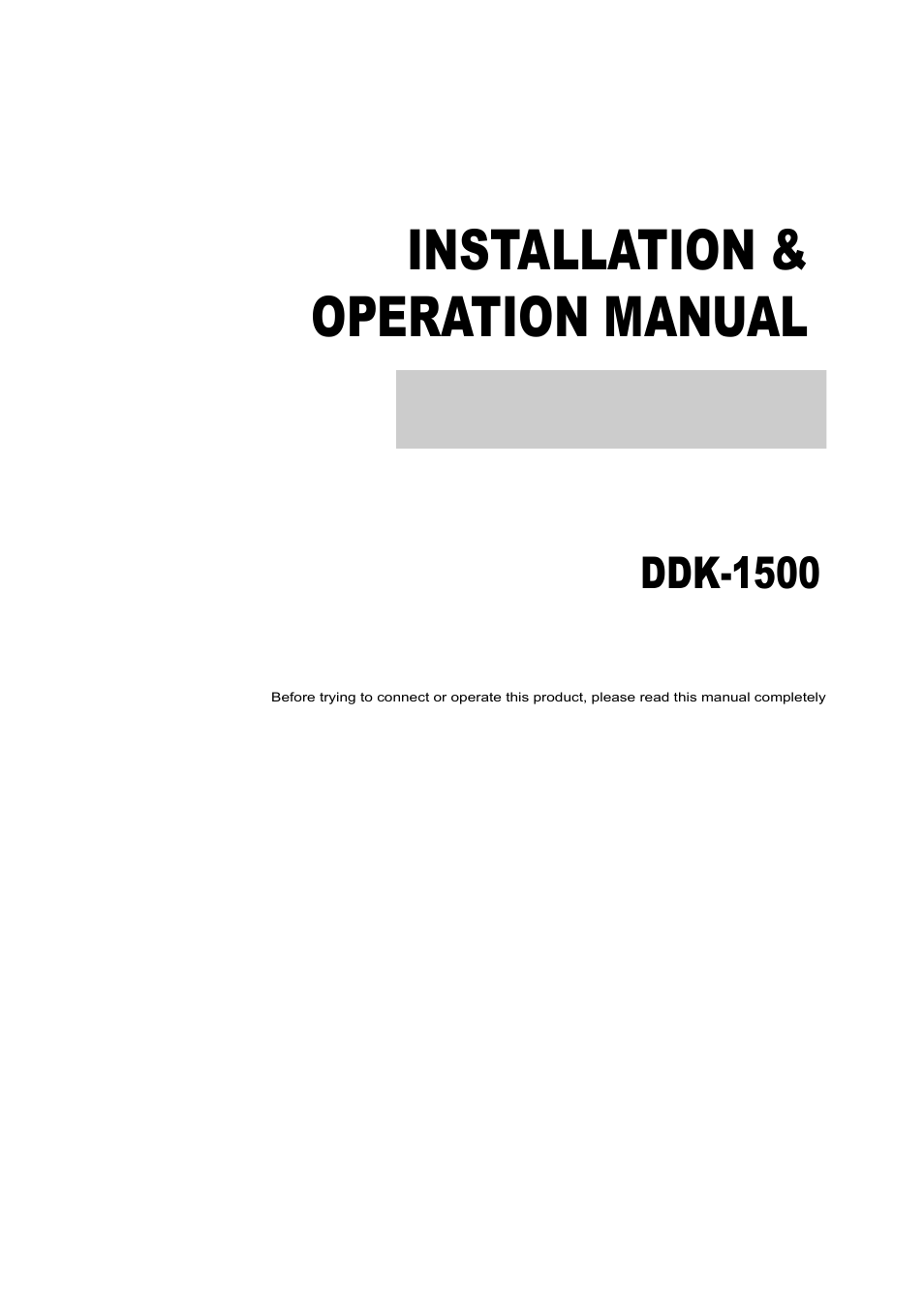 IPX DDK-1500 (NTSC) User Manual | 107 pages