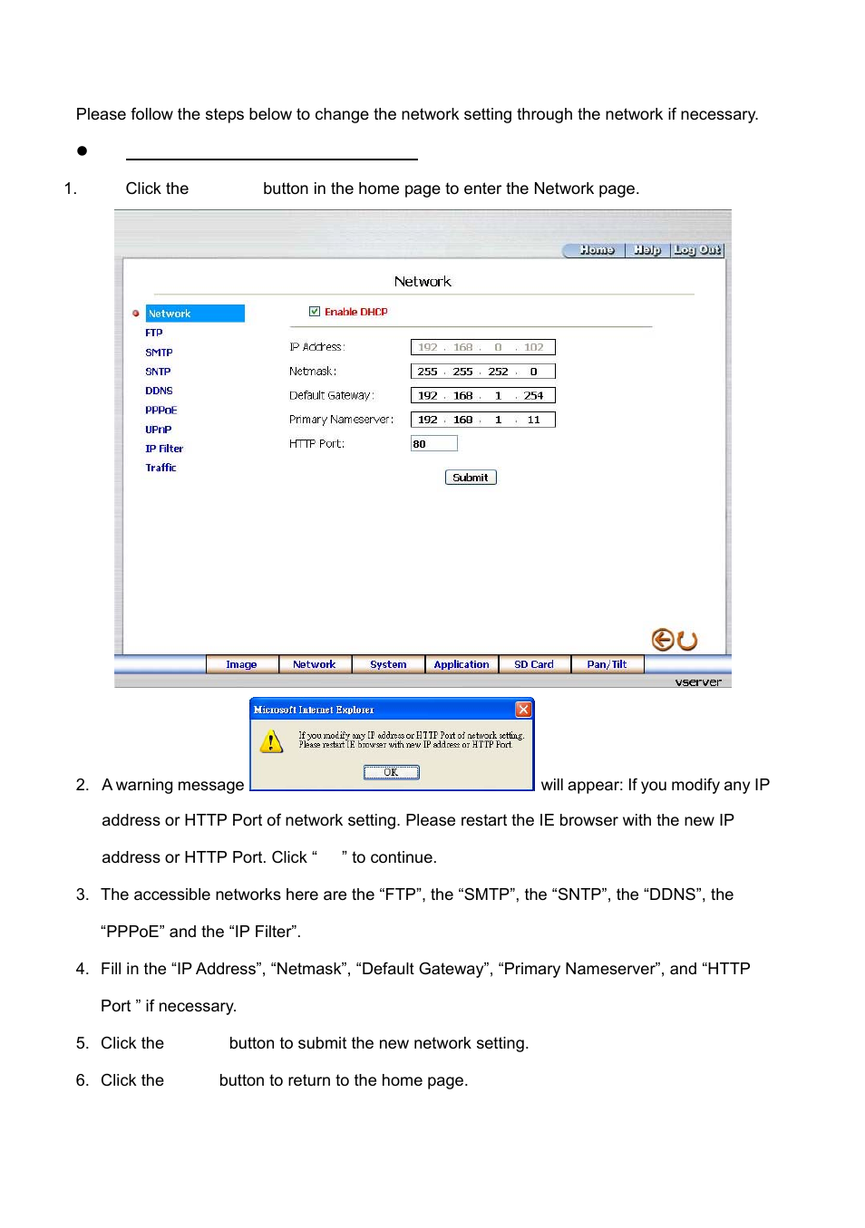 3 change the network setting | IPX VE-3500 User Manual | Page 29 / 94
