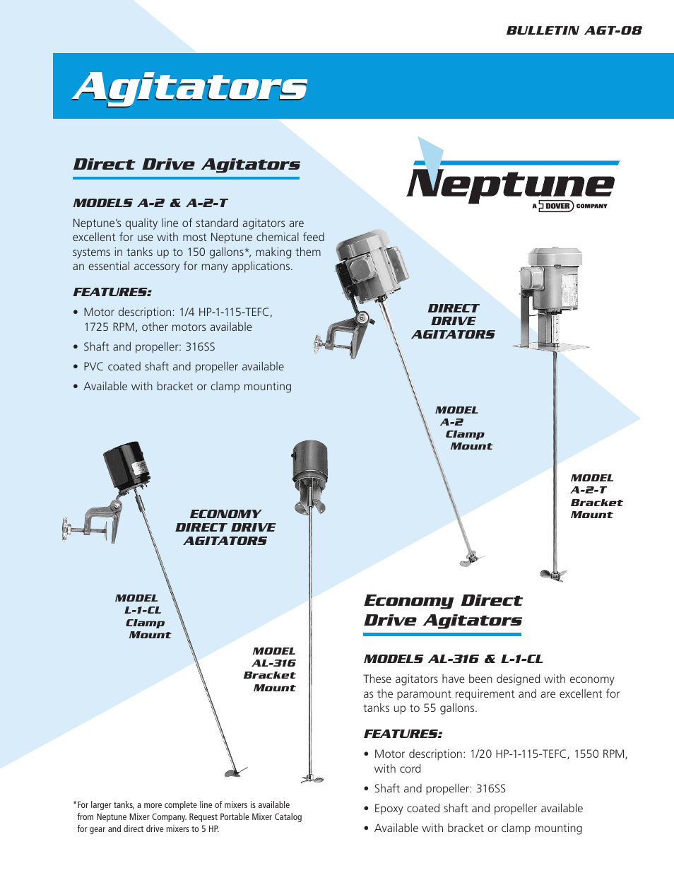 Pump Solutions Group Neptune Agitators Series A User Manual | 2 pages