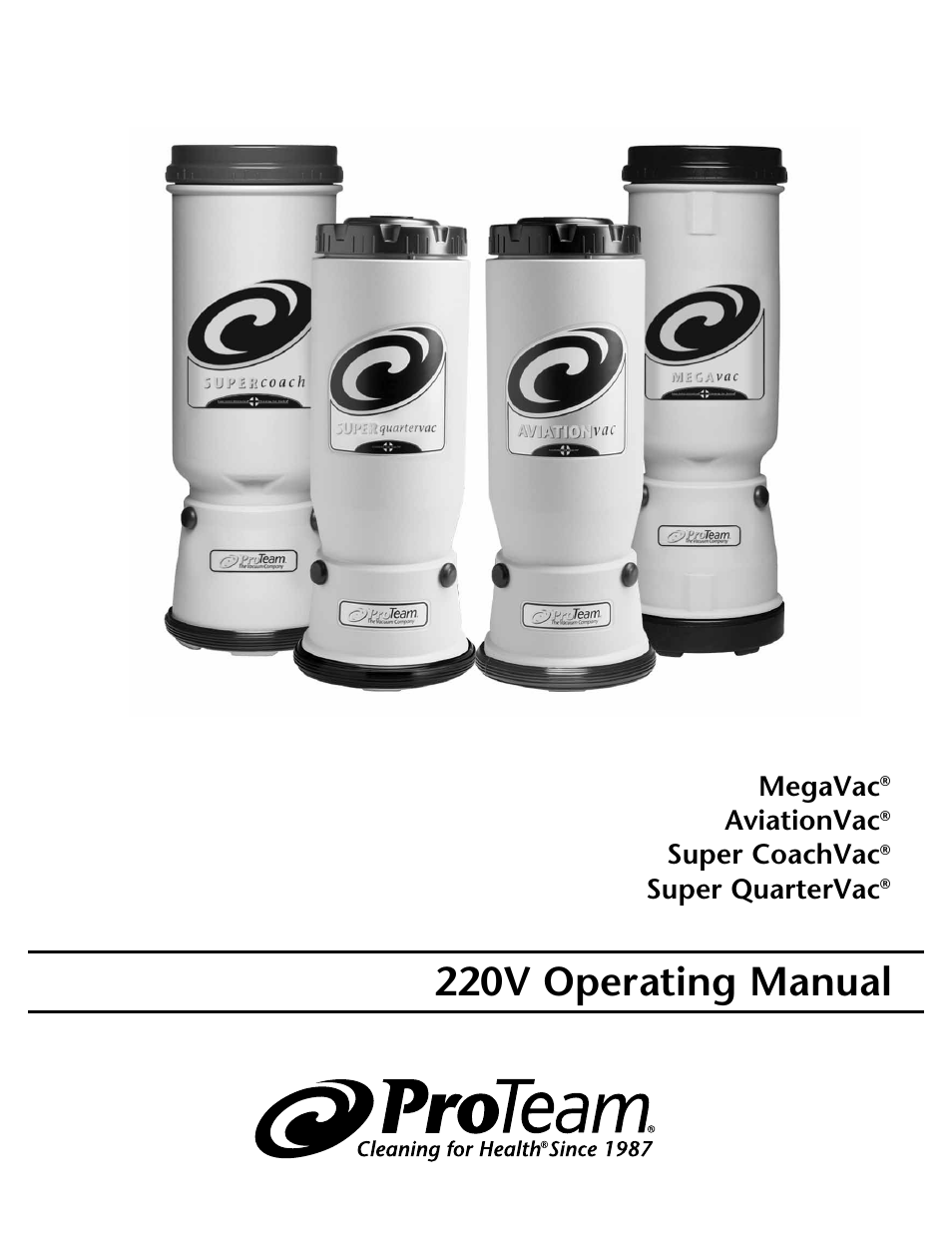 ProTeam Super QuarterVac 220V User Manual | 20 pages