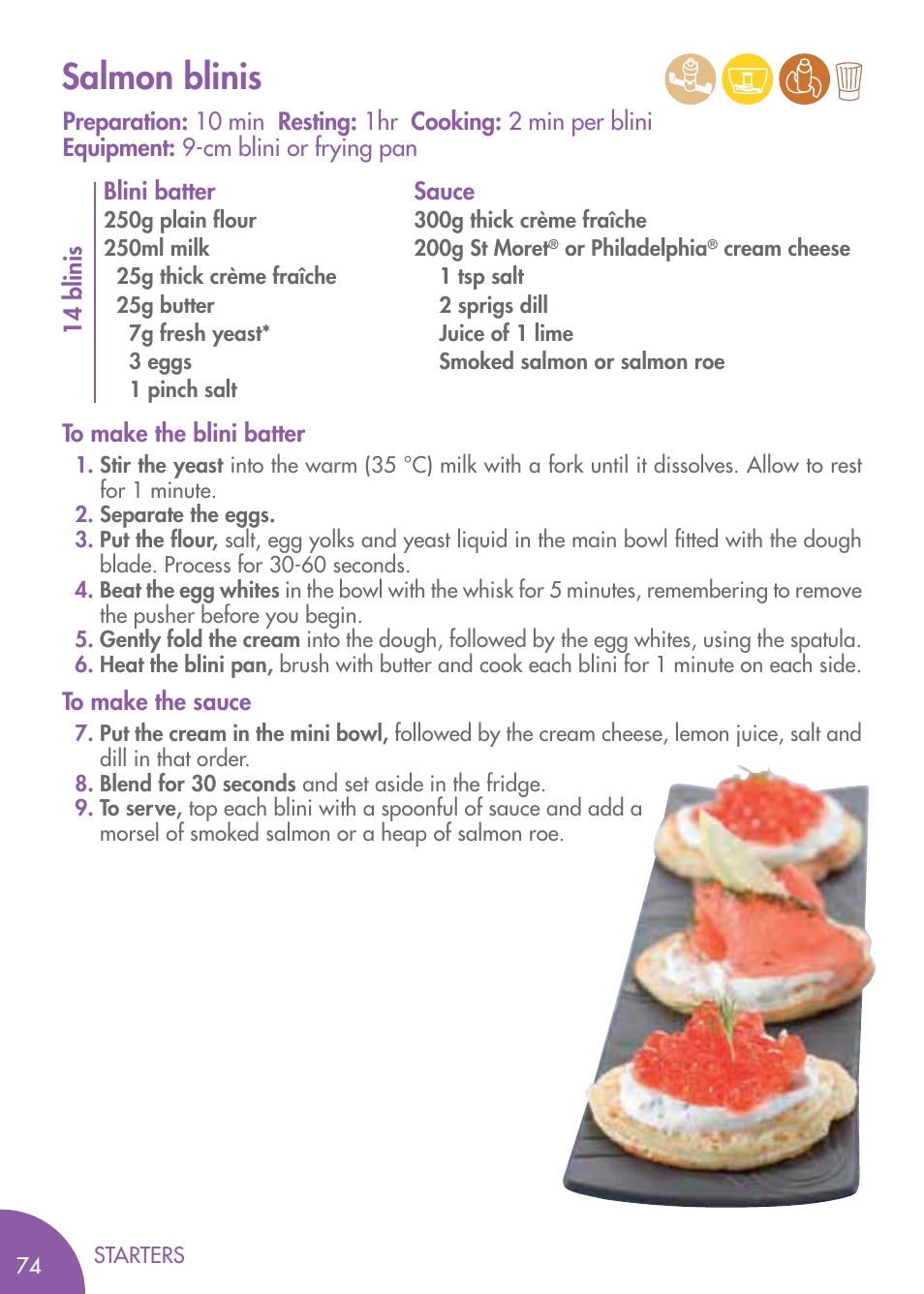 Salmon blinis | Magimix COMPACT 3200 XL User Manual | Page 44 / 79