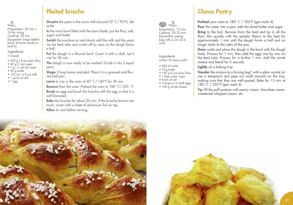 Choux pastry, Plaited brioche | Magimix MINI PLUS User Manual | Page 28 / 45