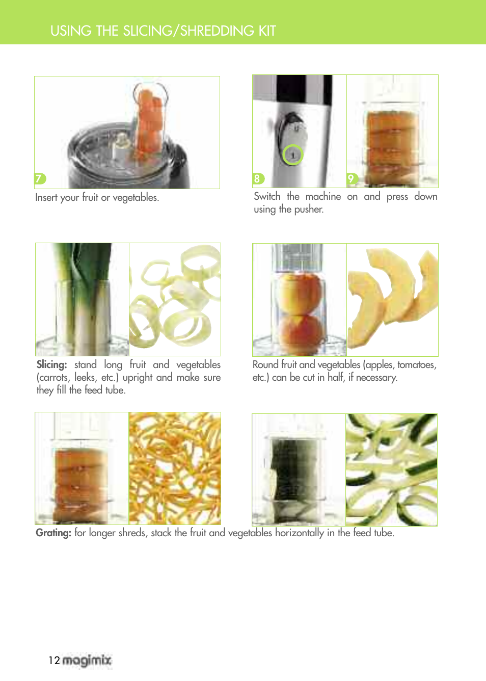 Using the slicing/shredding kit | Magimix DUO PLUS XL User Manual | Page 14 / 84
