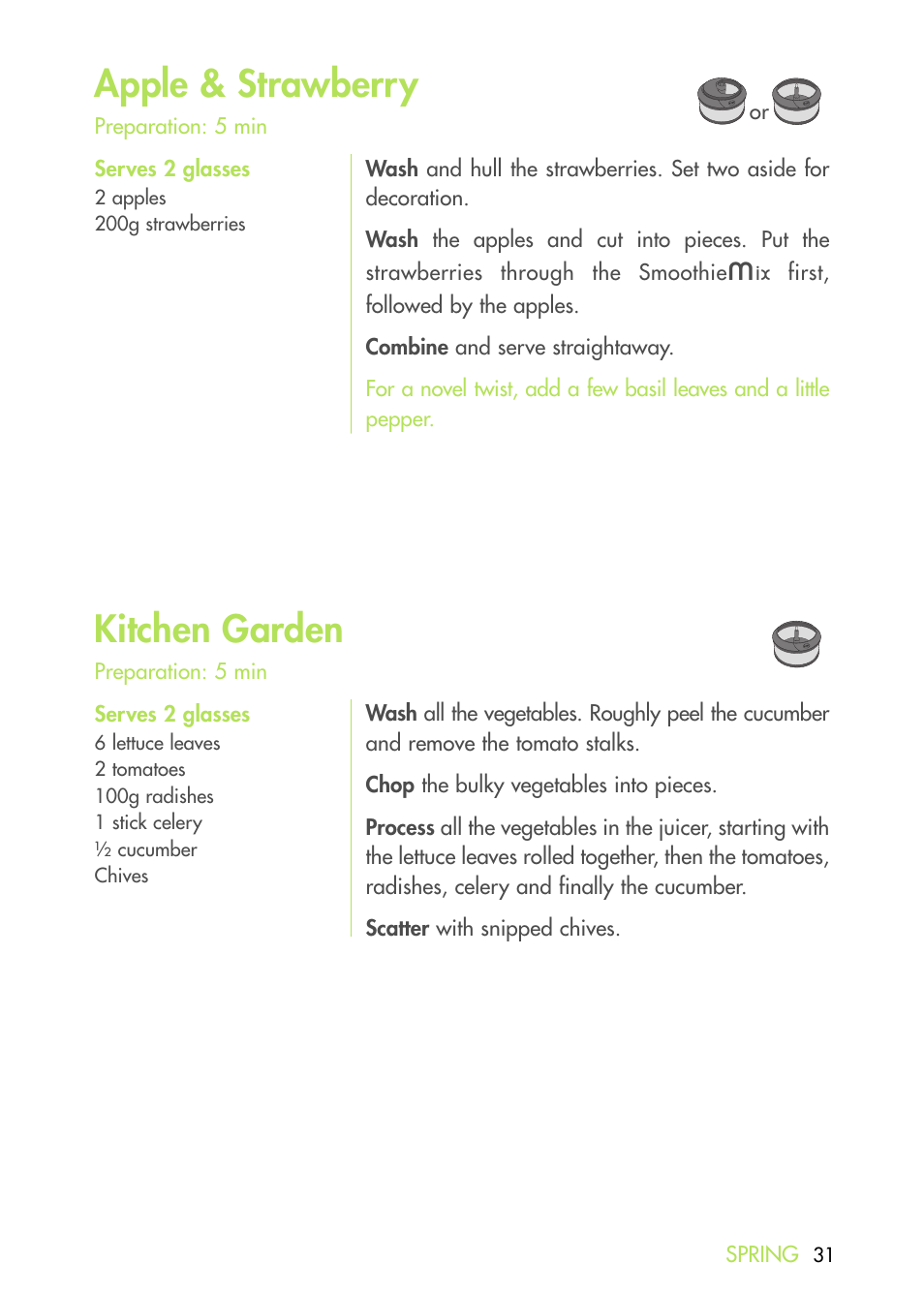 Apple & strawberry, Kitchen garden | Magimix DUO PLUS XL User Manual | Page 33 / 84