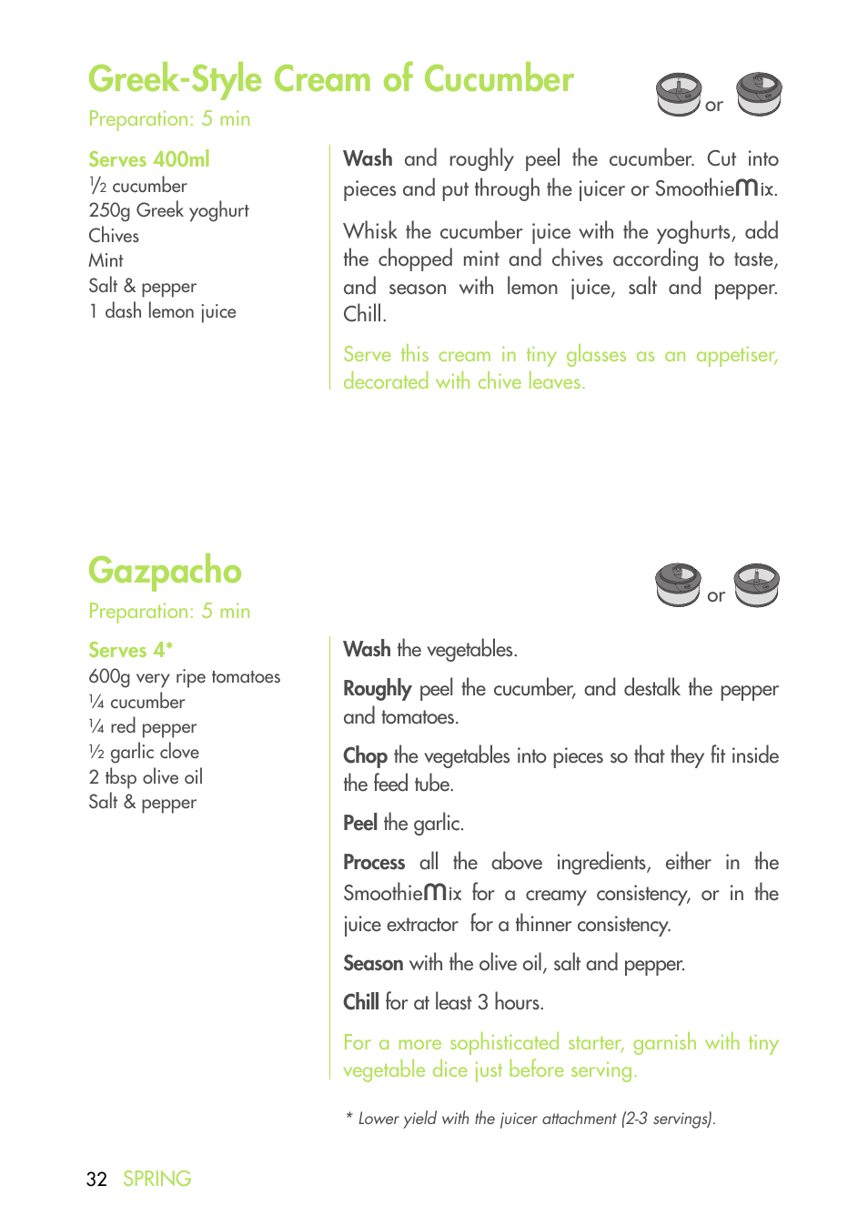 Greek-style cream of cucumber, Gazpacho | Magimix DUO PLUS XL User Manual | Page 34 / 84
