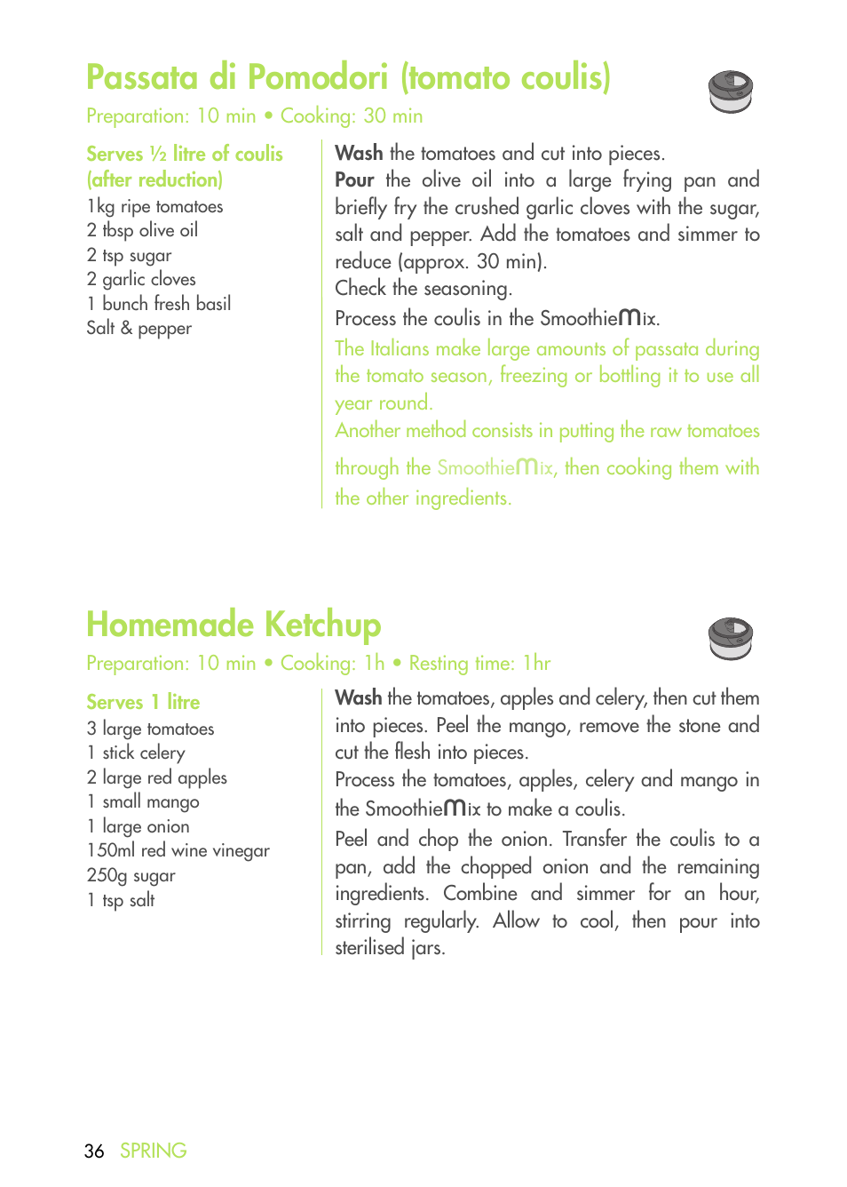 Passata di pomodori (tomato coulis), Homemade ketchup | Magimix DUO PLUS XL User Manual | Page 38 / 84
