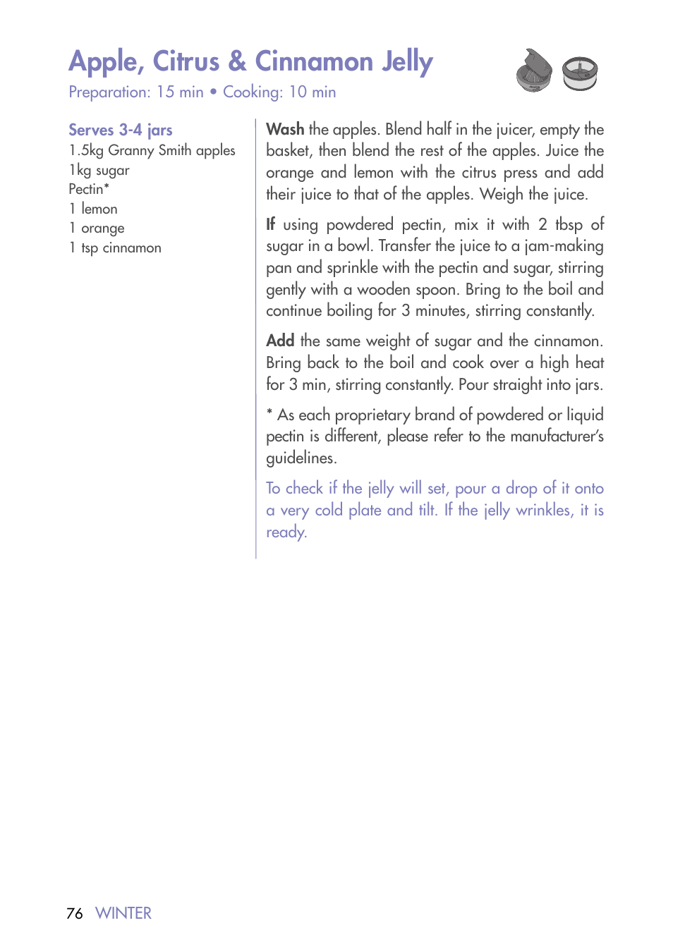 Apple, citrus & cinnamon jelly | Magimix DUO PLUS XL User Manual | Page 78 / 84