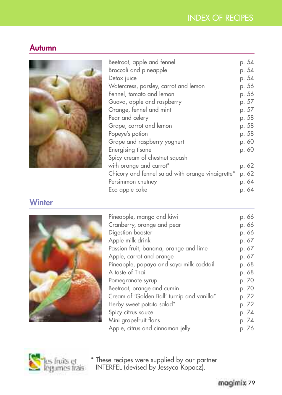 Index of recipes autumn, Winter | Magimix DUO PLUS XL User Manual | Page 81 / 84