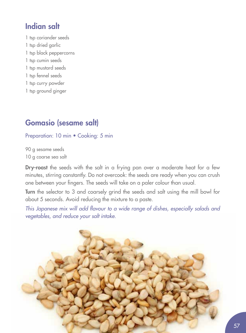 Indian salt gomasio (sesame salt) | Magimix BLENDER User Manual | Page 58 / 65