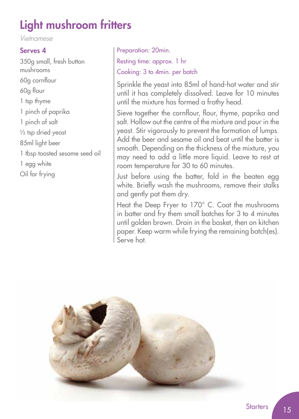 Light mushroom fritters | Magimix PRO 500 User Manual | Page 17 / 44