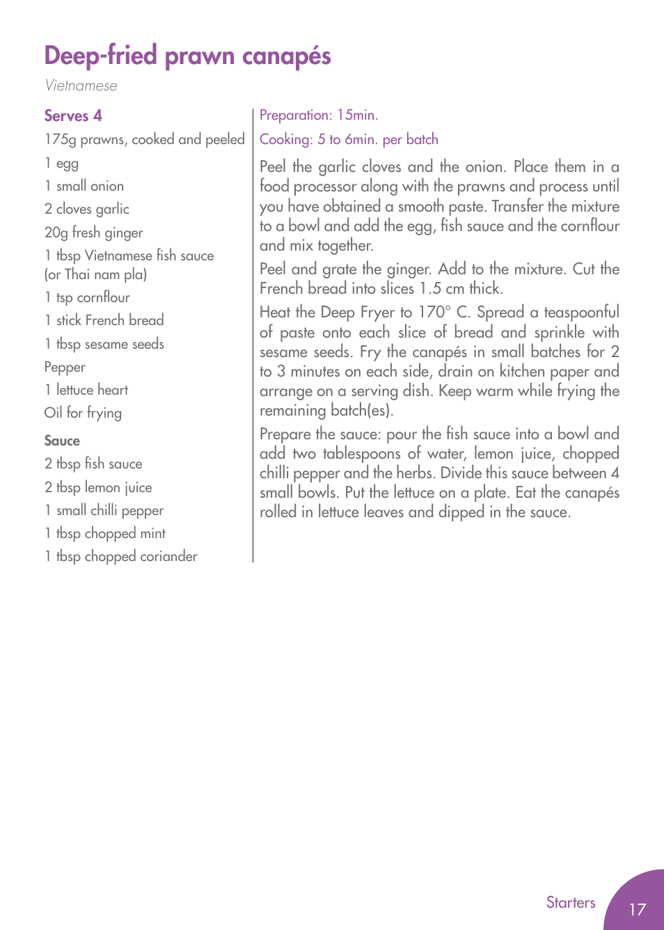 Deep-fried prawn canapés | Magimix PRO 500 User Manual | Page 19 / 44