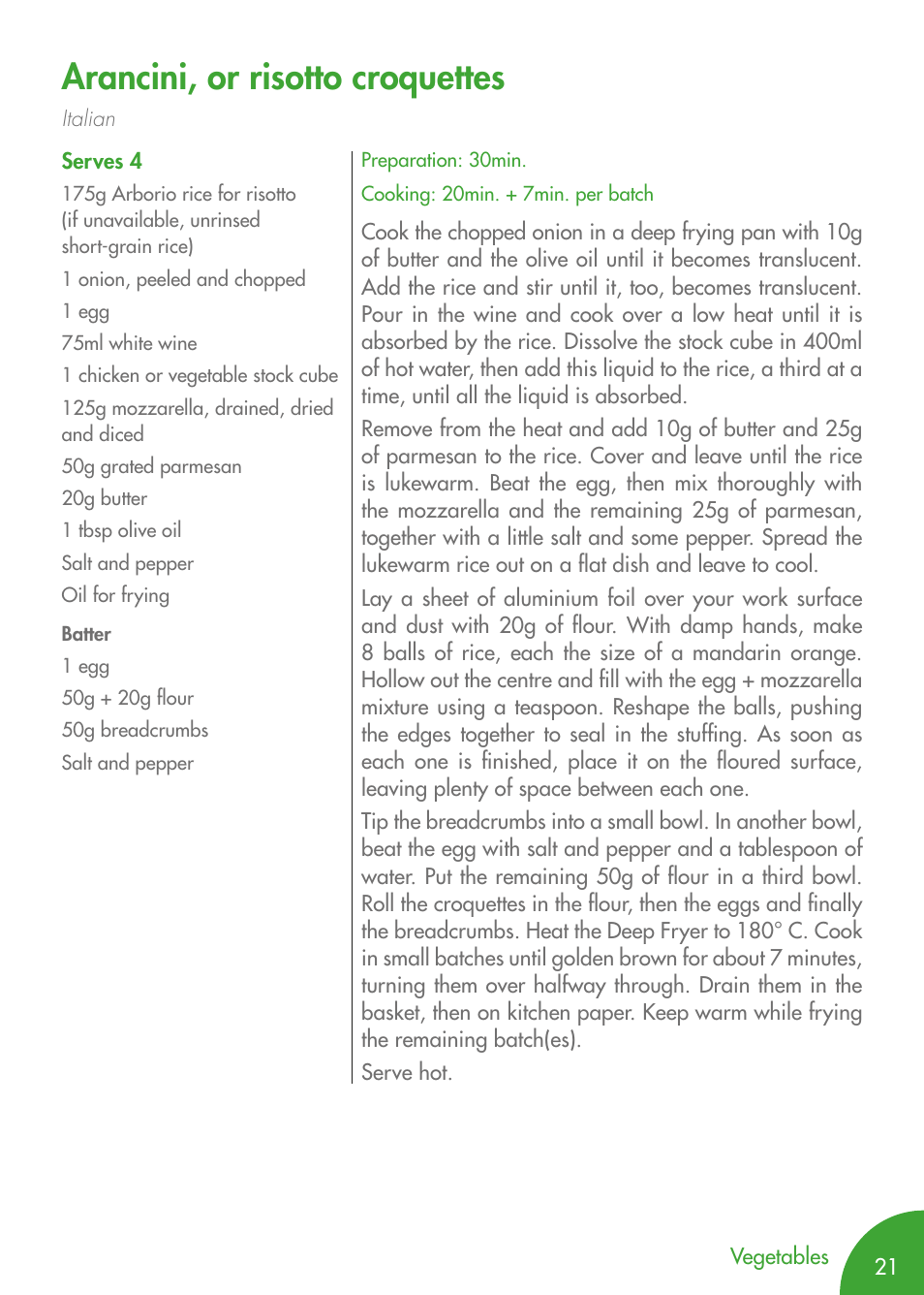 Arancini, or risotto croquettes | Magimix PRO 500 User Manual | Page 23 / 44