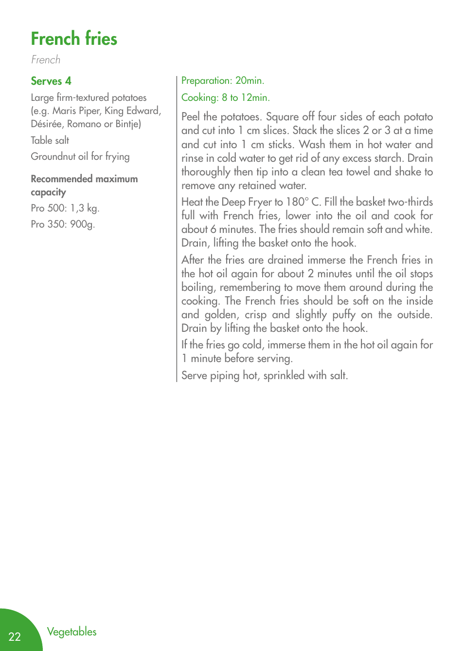 French fries | Magimix PRO 500 User Manual | Page 24 / 44