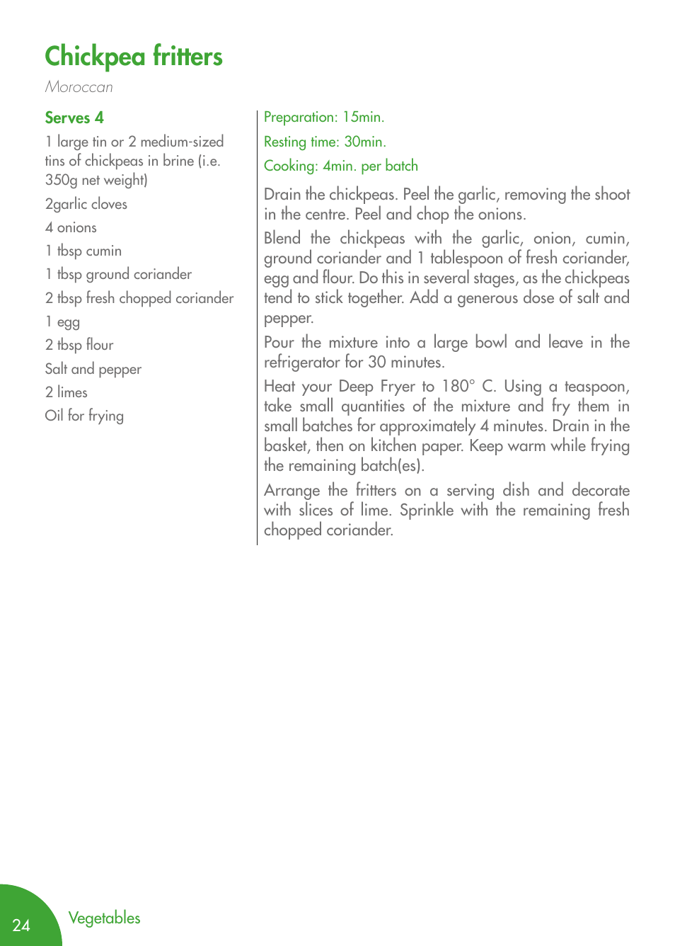 Chickpea fritters | Magimix PRO 500 User Manual | Page 26 / 44
