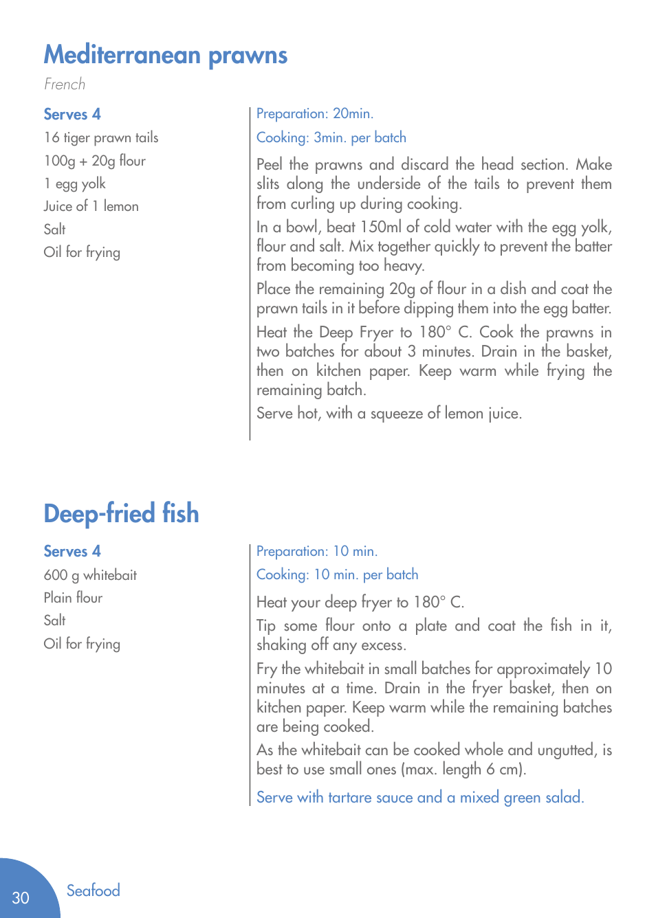 Mediterranean prawns, Deep-fried fish | Magimix PRO 500 User Manual | Page 32 / 44