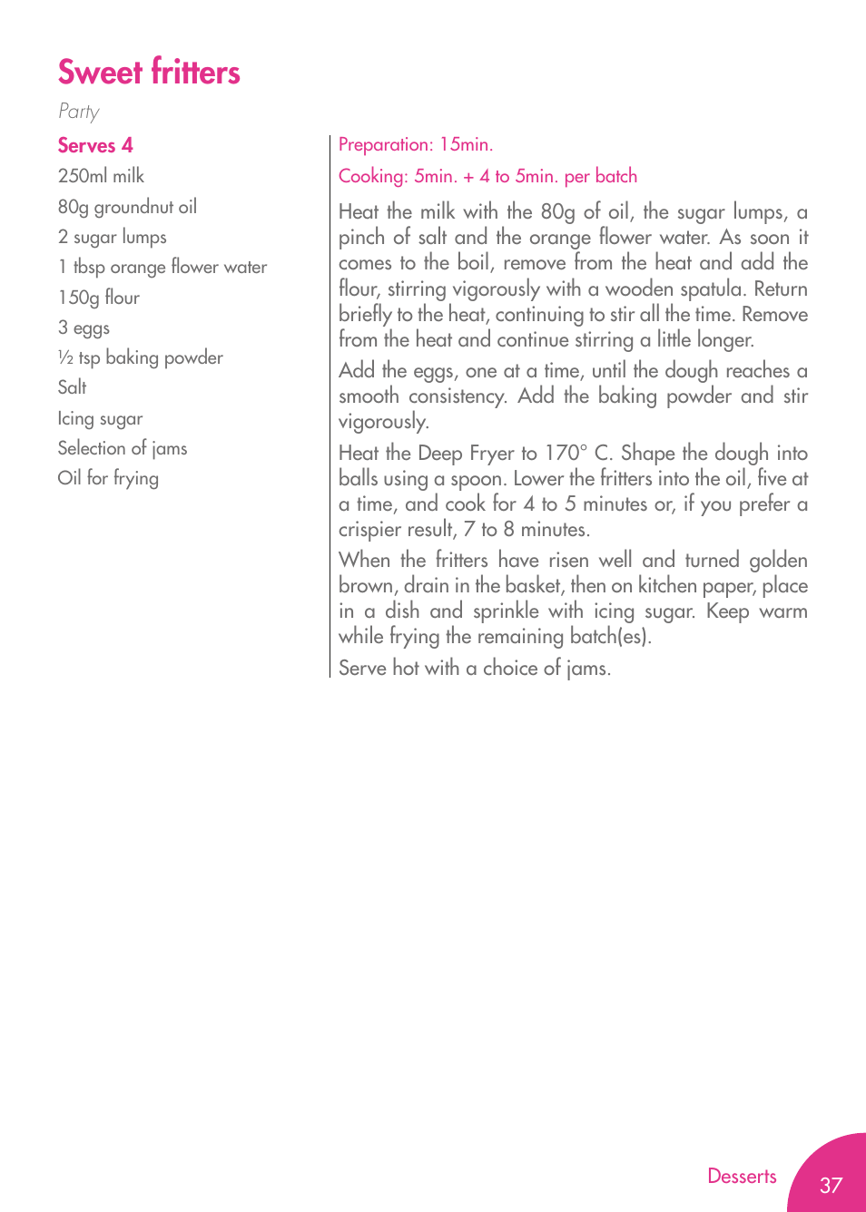 Sweet fritters | Magimix PRO 500 User Manual | Page 39 / 44