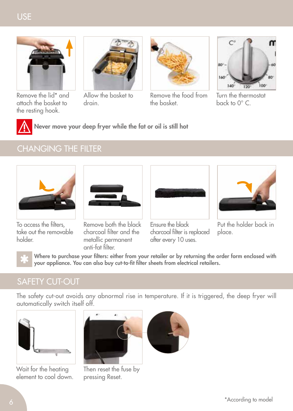 Changing the filter, Safety cut-out | Magimix PRO 500 User Manual | Page 8 / 44