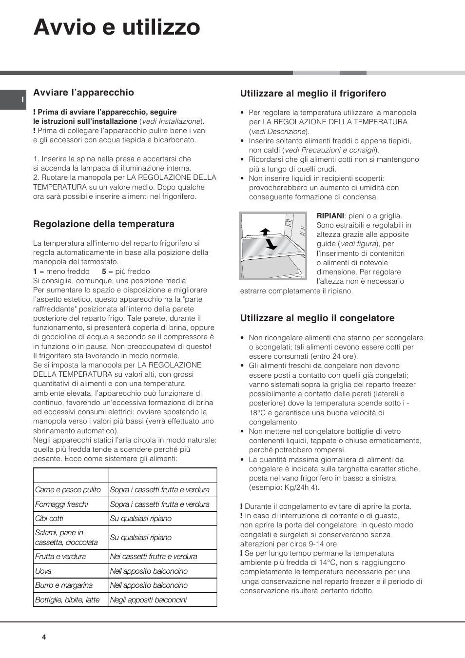 Avvio e utilizzo | Ariston BD 2421 User Manual | Page 4 / 48