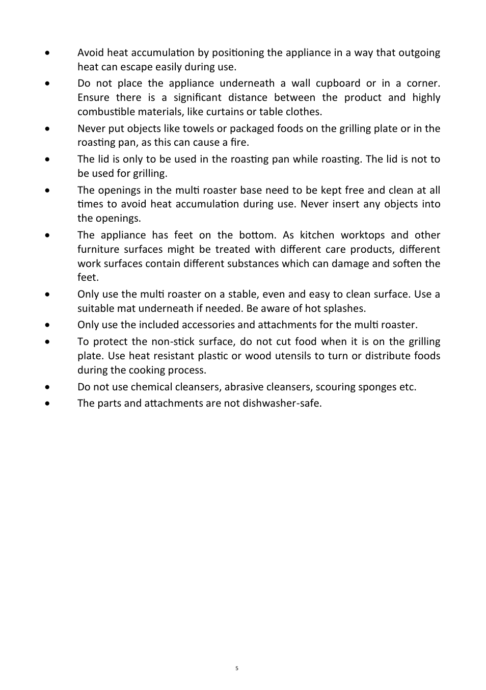 Andrew James AJ000266 Multifunctional Roaster User Manual | Page 5 / 22