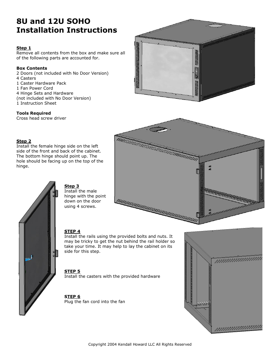 Kendall Howard 1932-3-201-12 12U Compact SOHO Server Cabinet - No Doors User Manual | 2 pages