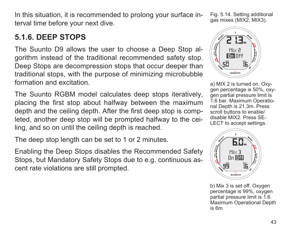 Deep stops | SUUNTO D9 User Manual | Page 45 / 122