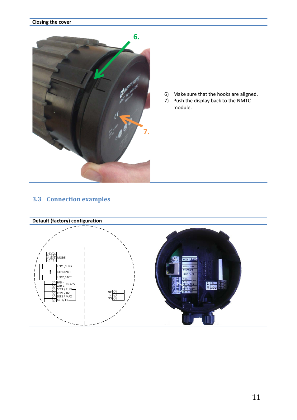 3 connection examples, Connection examples | IMP Pumps NMTC module User Manual | Page 11 / 41