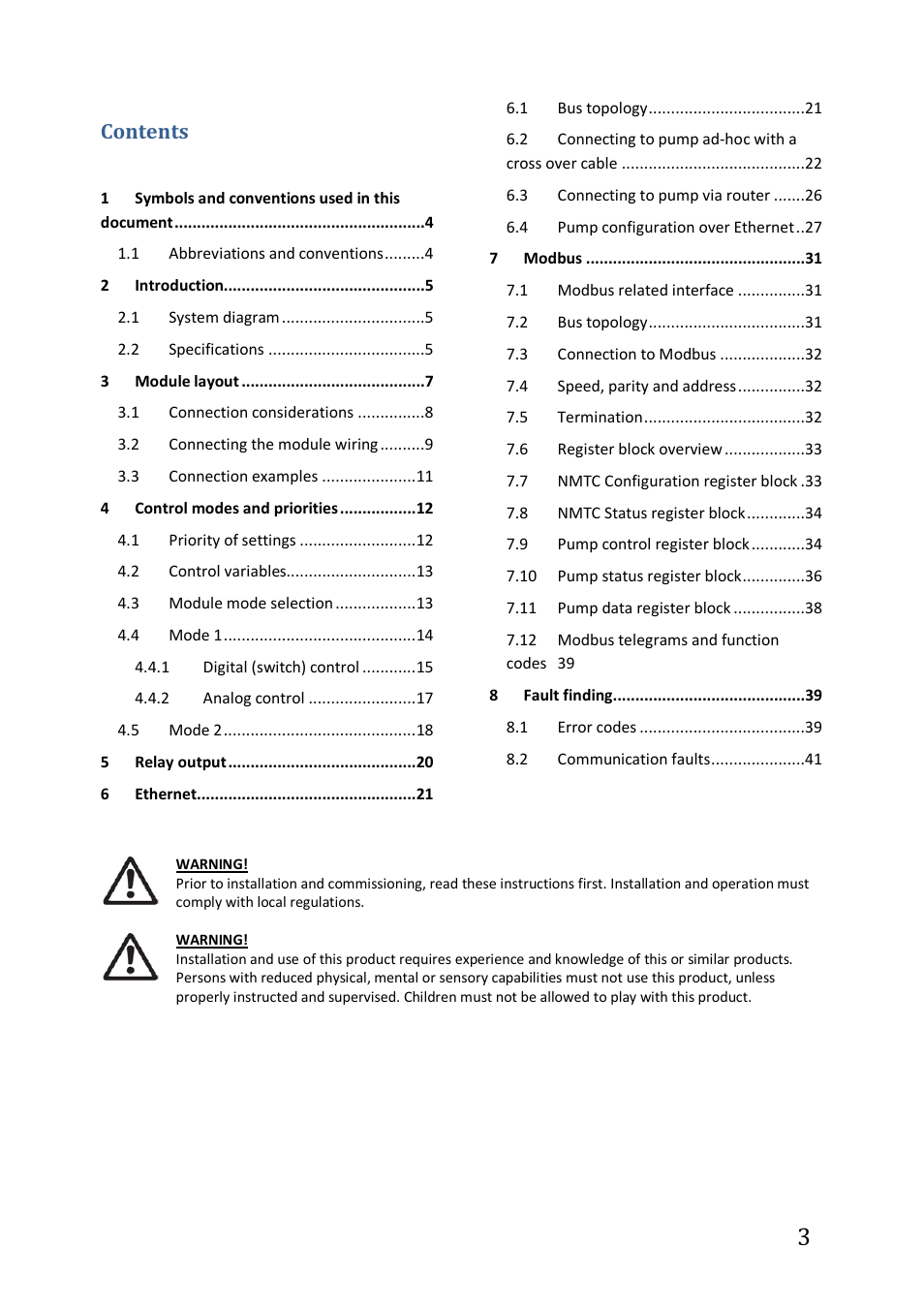 IMP Pumps NMTC module User Manual | Page 3 / 41