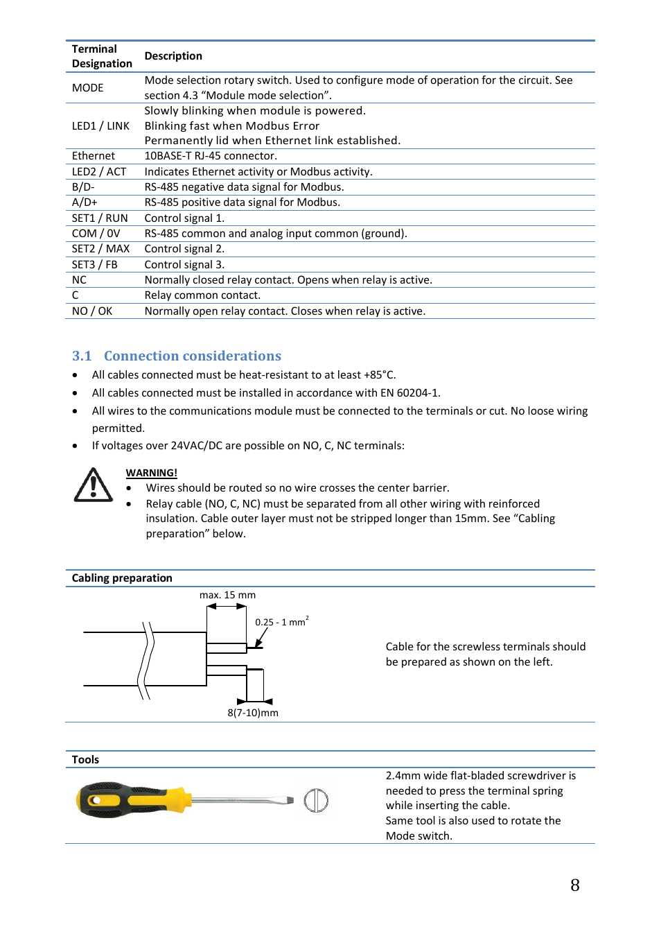 1 connection considerations, Connection considerations | IMP Pumps NMTC module User Manual | Page 8 / 41