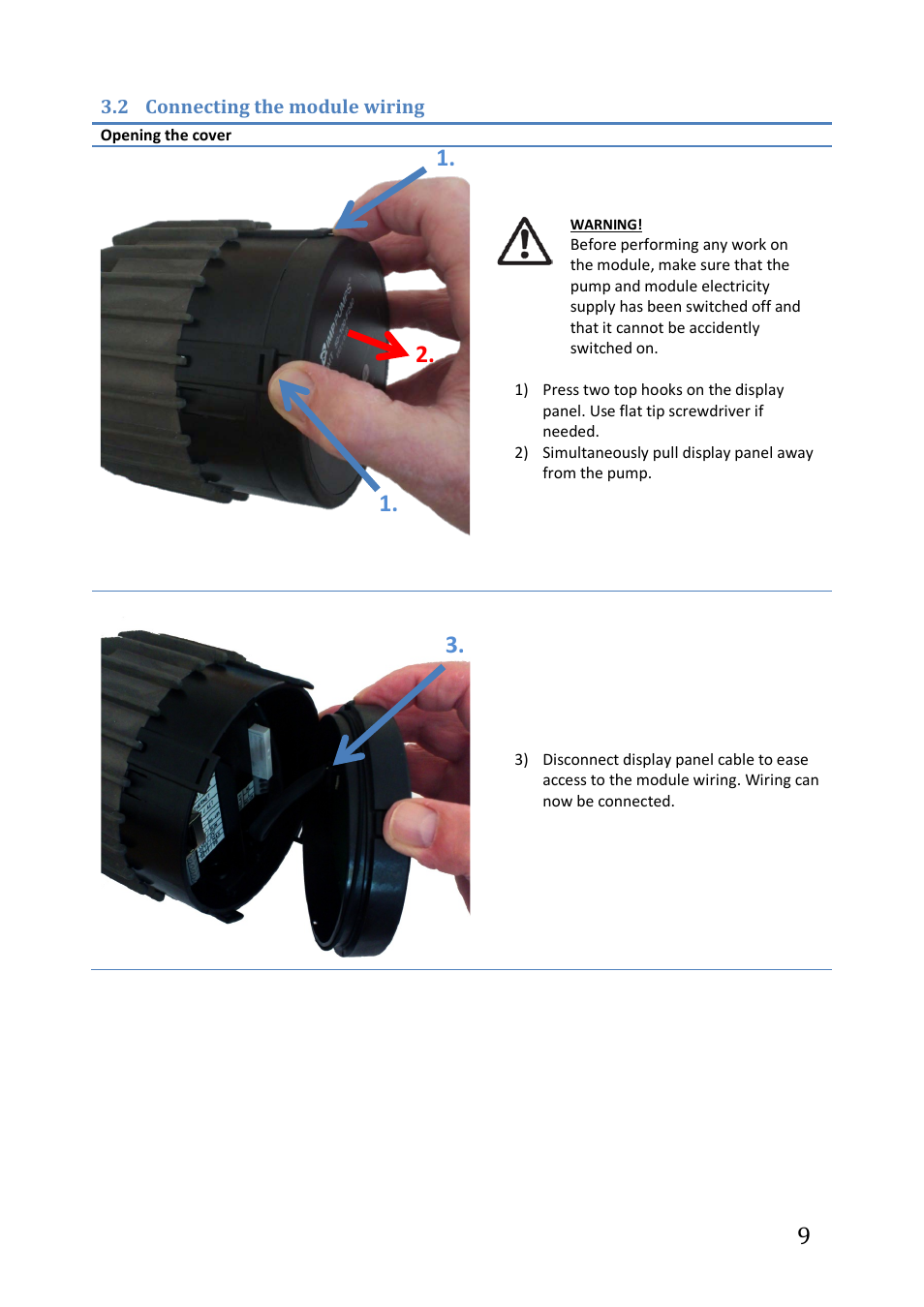 2 connecting the module wiring, Connecting the module wiring | IMP Pumps NMTC module User Manual | Page 9 / 41