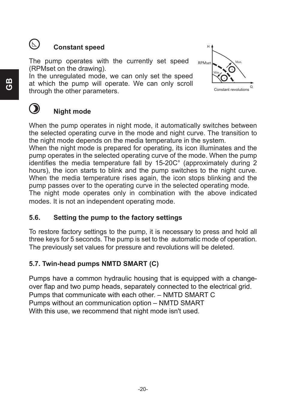 Setting the pump to the factory settings | IMP Pumps NMT(D) SMART (C) User Manual | Page 20 / 56