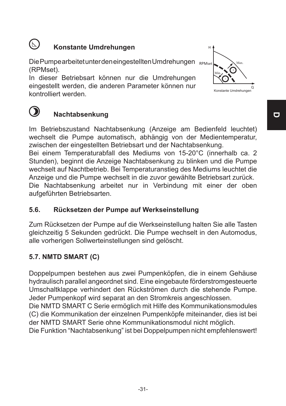 Rücksetzen der pumpe auf werkseinstellung | IMP Pumps NMT(D) SMART (C) User Manual | Page 31 / 56