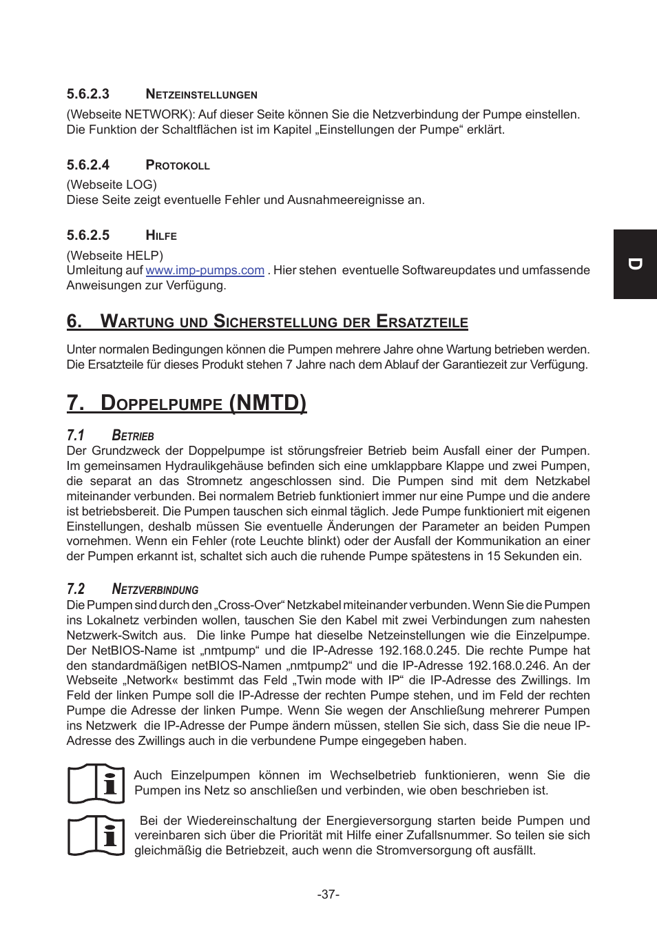 Nmtd) | IMP Pumps NMT(D) 40-100 & NMT SAN flanges User Manual | Page 37 / 80