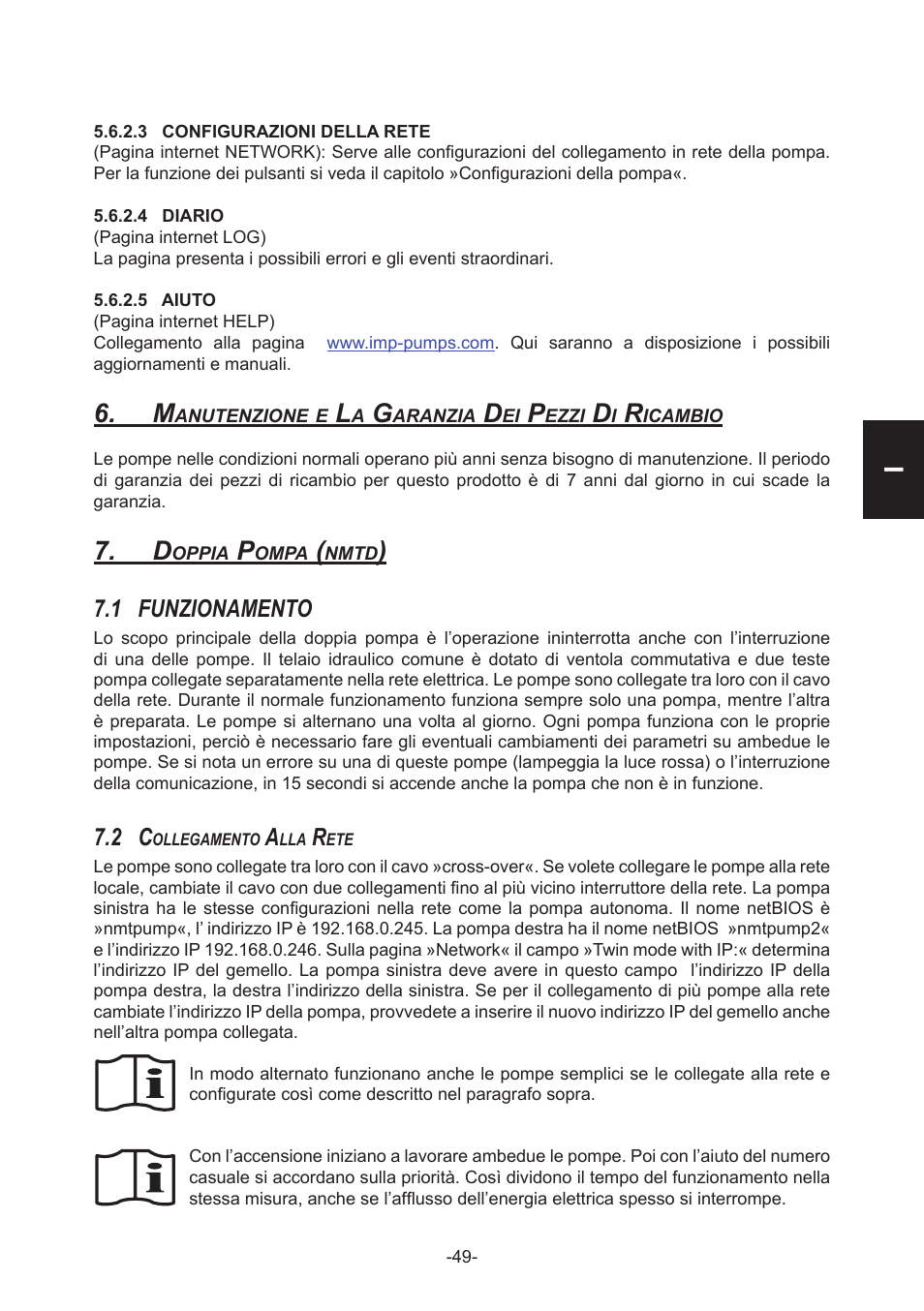 1 funzionamento | IMP Pumps NMT(D) 40-100 & NMT SAN flanges User Manual | Page 49 / 80