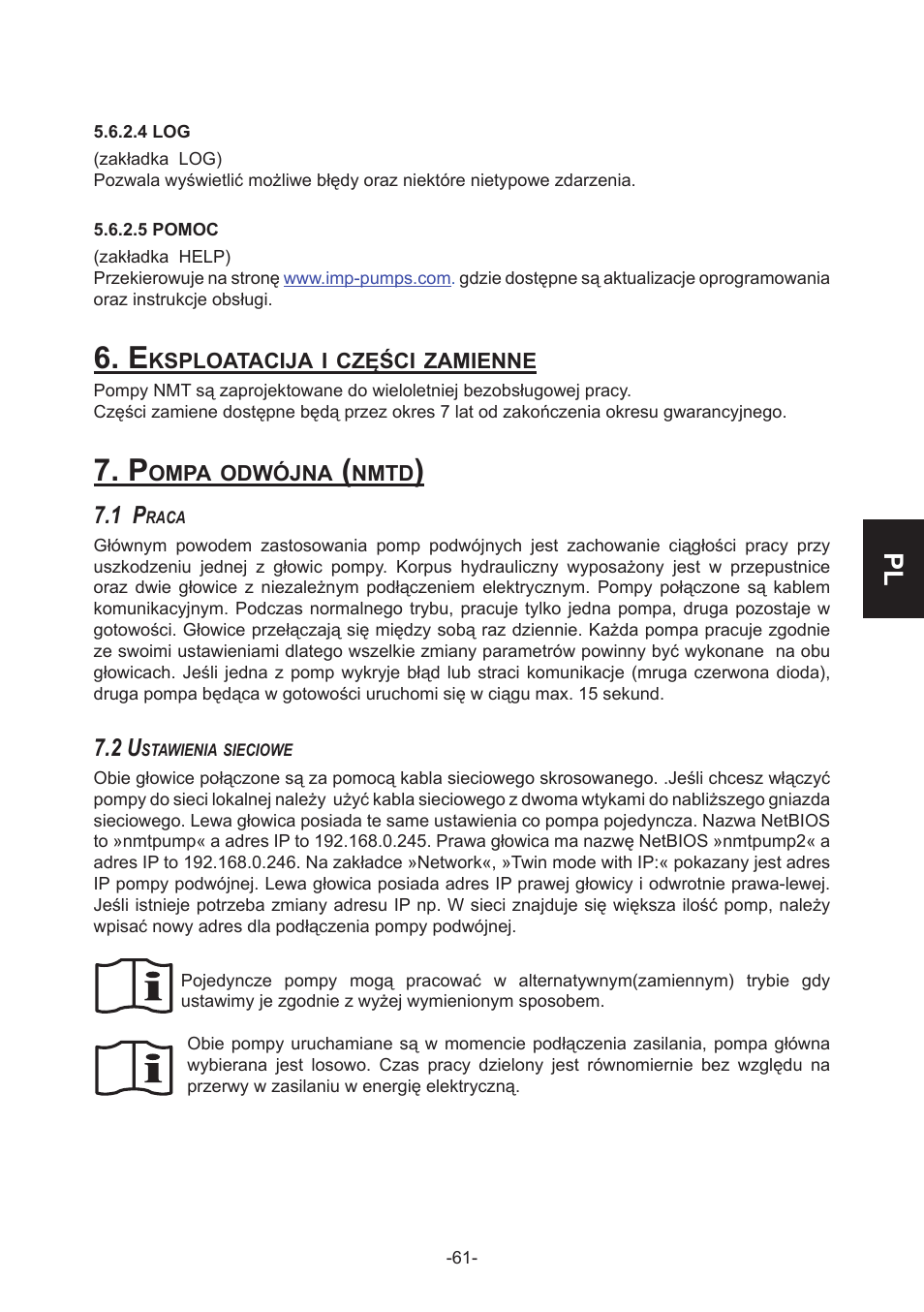 IMP Pumps NMT(D) 40-100 & NMT SAN flanges User Manual | Page 61 / 80