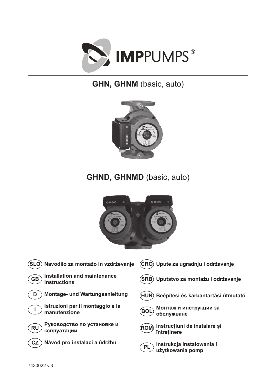 IMP Pumps GHN(M)(D)basic(auto) & SANbasic 40-100 flanges User Manual | 104 pages