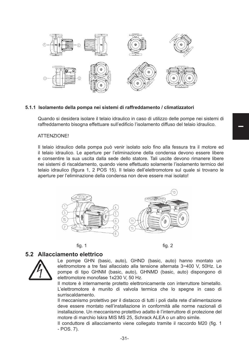 2 allacciamento elettrico | IMP Pumps GHN(M)(D)basic(auto) & SANbasic 40-100 flanges User Manual | Page 31 / 104