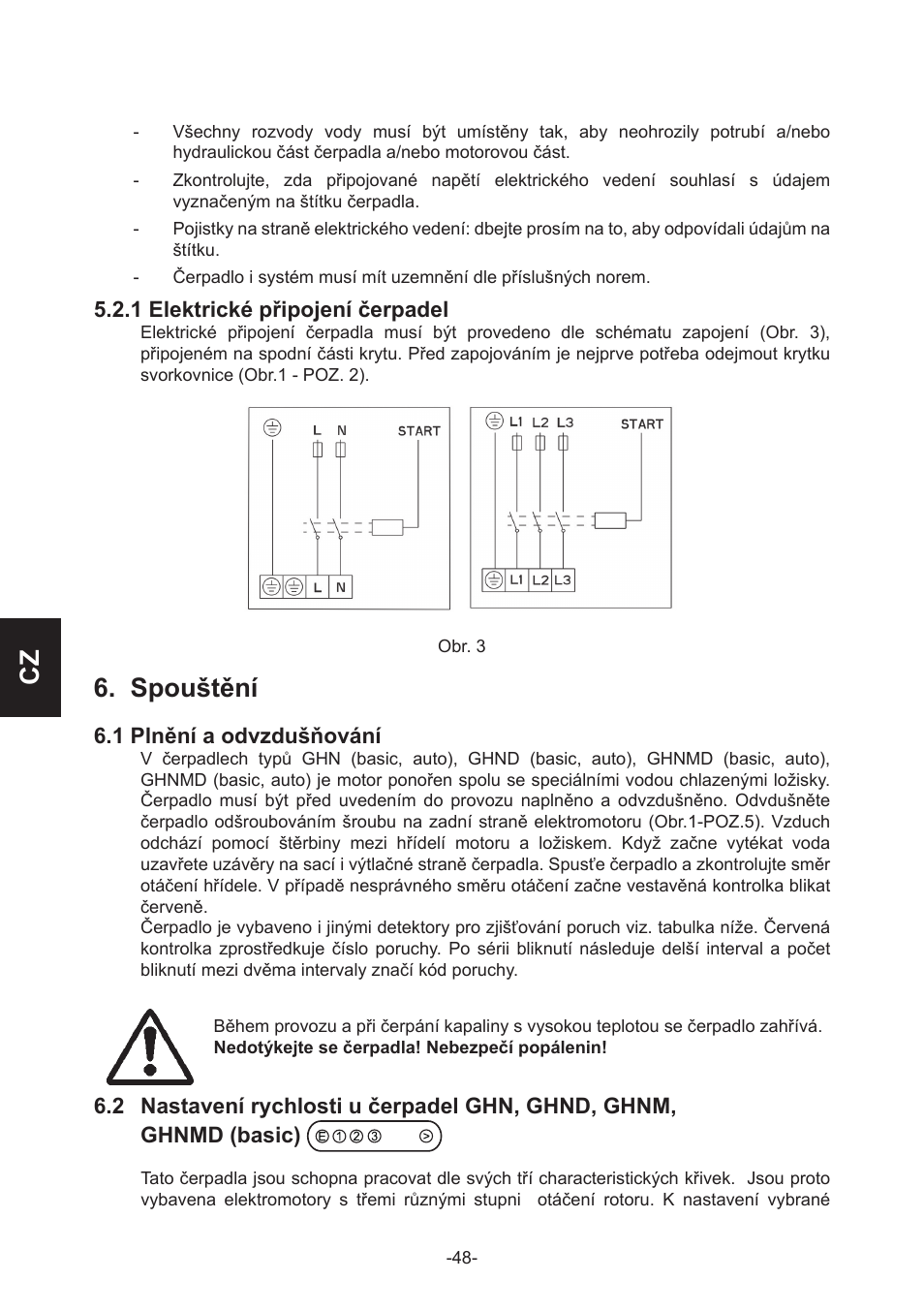 Spouštění | IMP Pumps GHN(M)(D)basic(auto) & SANbasic 40-100 flanges User Manual | Page 48 / 104