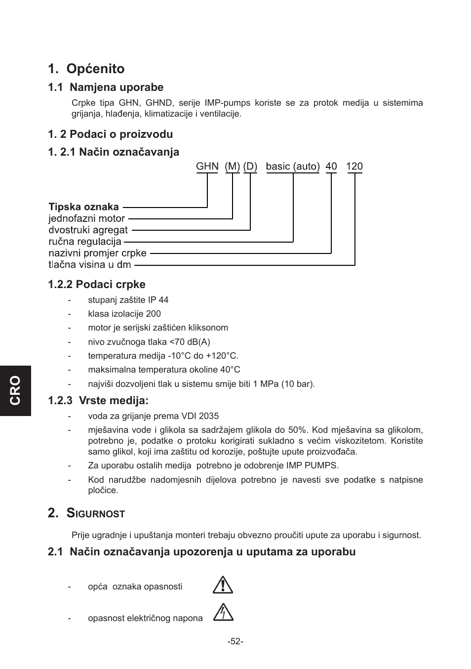 Cro 1. općenito | IMP Pumps GHN(M)(D)basic(auto) & SANbasic 40-100 flanges User Manual | Page 52 / 104