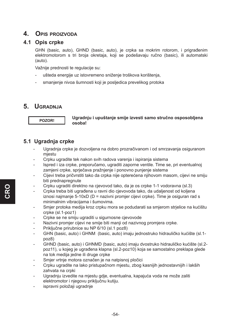 Cro 4. o | IMP Pumps GHN(M)(D)basic(auto) & SANbasic 40-100 flanges User Manual | Page 54 / 104