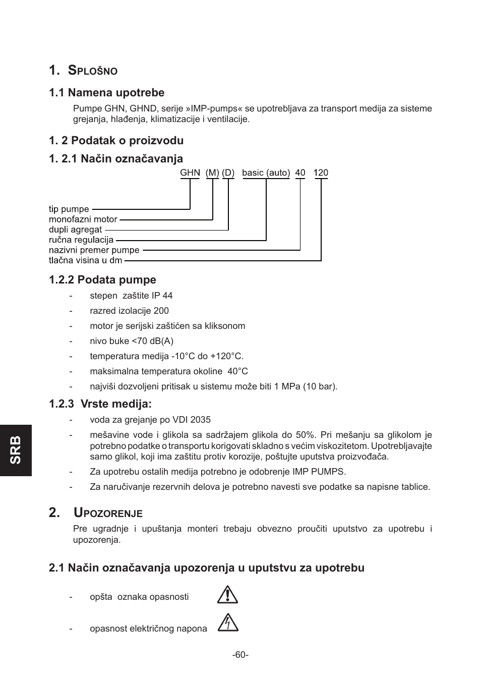 Srb 1. s | IMP Pumps GHN(M)(D)basic(auto) & SANbasic 40-100 flanges User Manual | Page 60 / 104