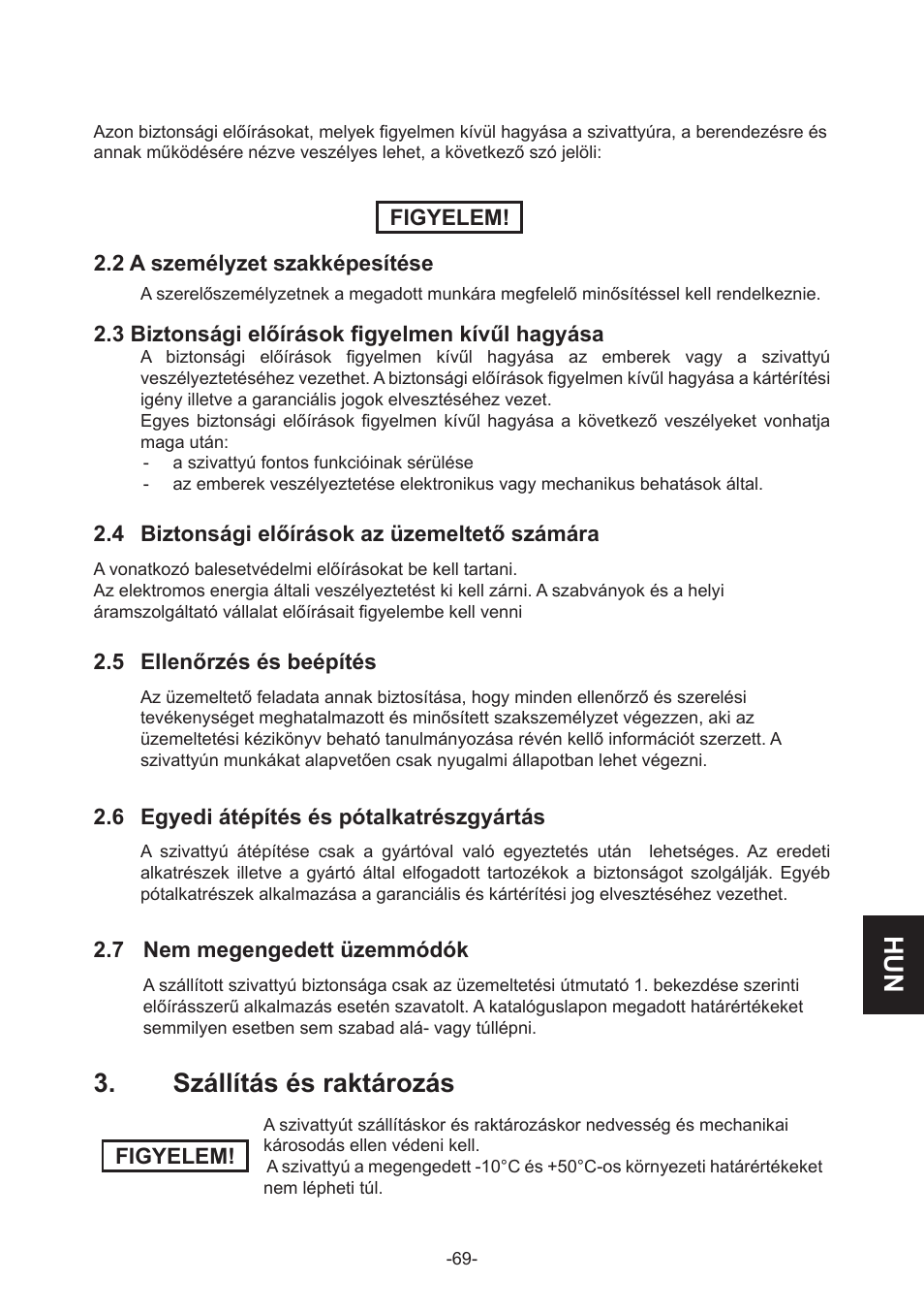 Szállítás és raktározás | IMP Pumps GHN(M)(D)basic(auto) & SANbasic 40-100 flanges User Manual | Page 69 / 104