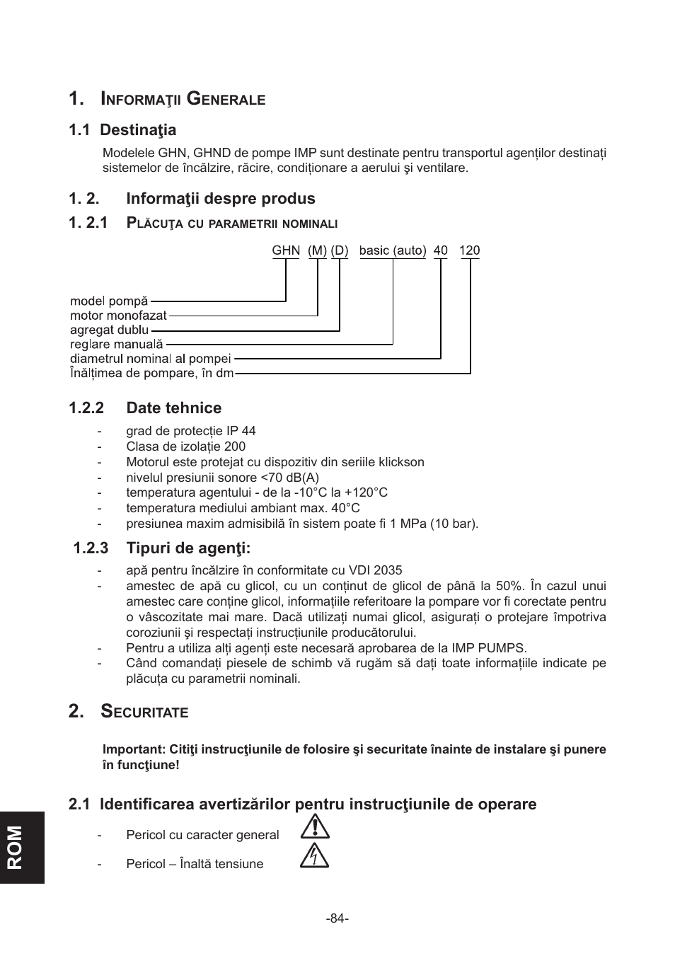 Rom 1. i | IMP Pumps GHN(M)(D)basic(auto) & SANbasic 40-100 flanges User Manual | Page 84 / 104