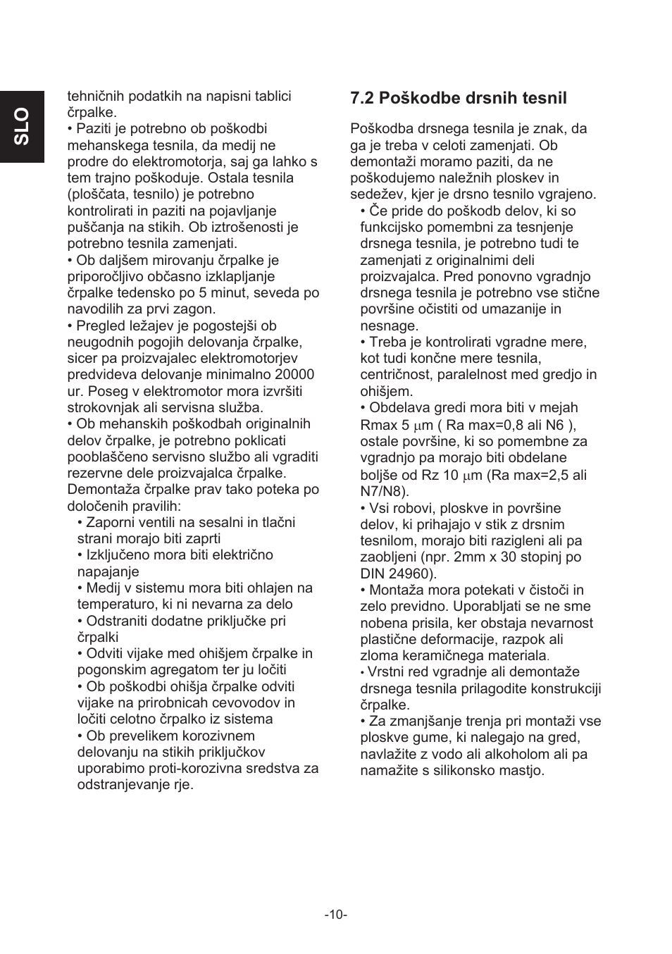 2 poškodbe drsnih tesnil | IMP Pumps CL, CLD, CB User Manual | Page 10 / 56