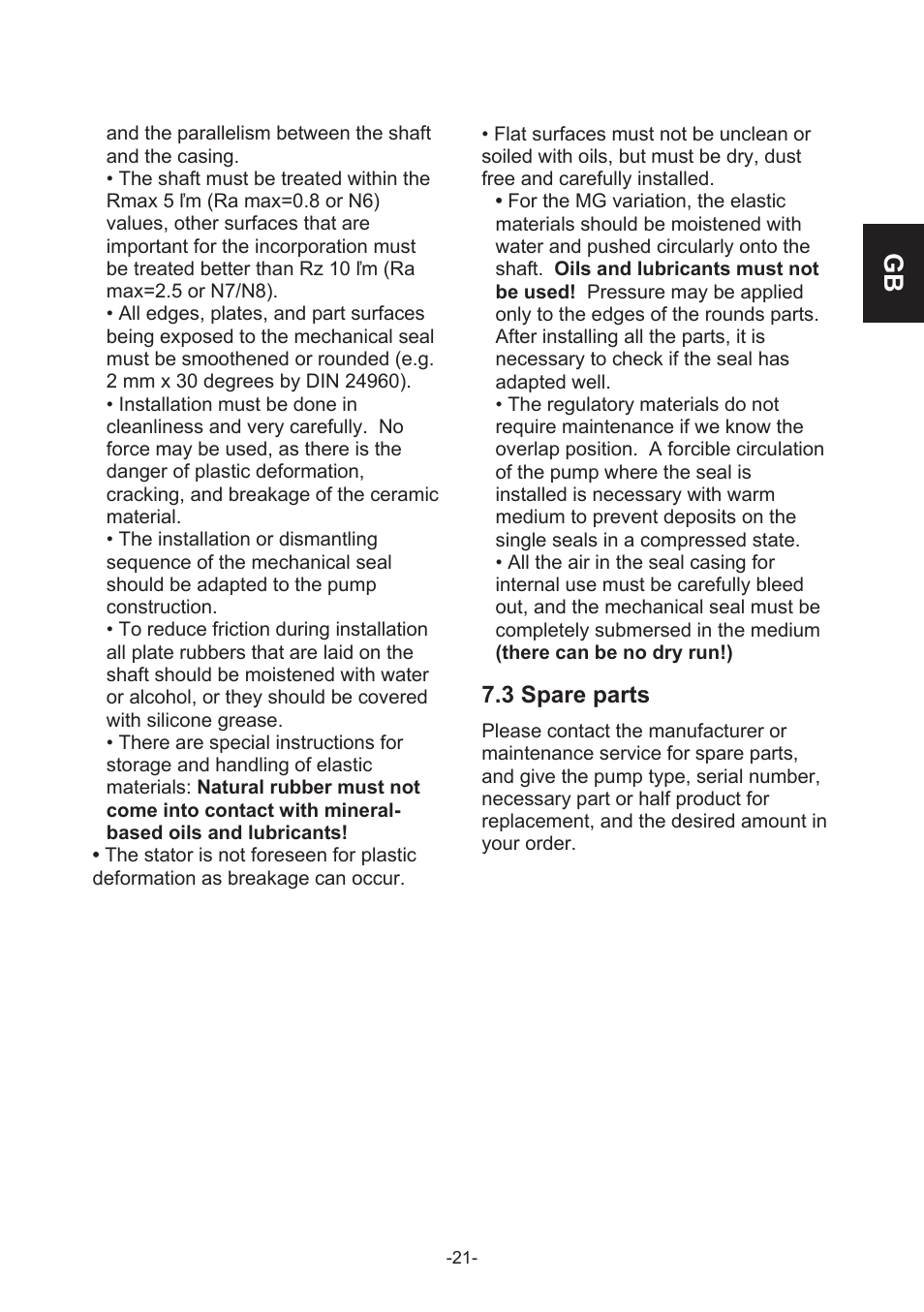 3 spare parts | IMP Pumps CL, CLD, CB User Manual | Page 21 / 56