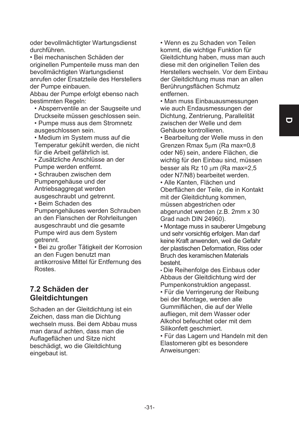 2 schäden der gleitdichtungen | IMP Pumps CL, CLD, CB User Manual | Page 31 / 56